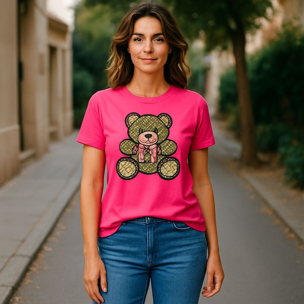 Pink T-Shirt with Bear Graphic